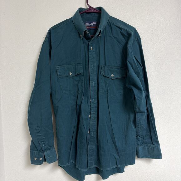 Wrangler Other - VTG Wrangler Western Shirt Green Button Down Long Sleeve Size Large